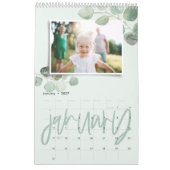 Calendrier Script photo d'eucalyptus minimal d'aquarelle mode (Jan 2027)