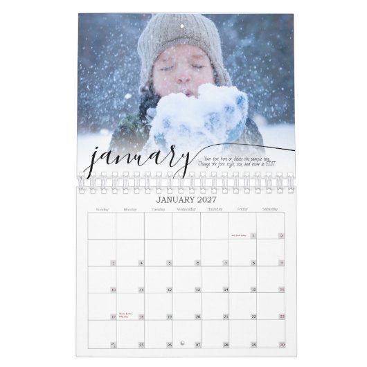 Calendrier Script Simple Une Photo Par Mois (Jan 2027)
