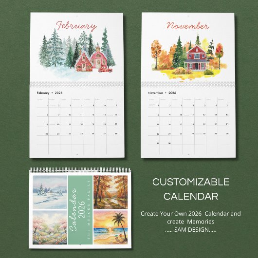 Calendrier Seasons Watercolor 2026 Calendar | Artistic Nature