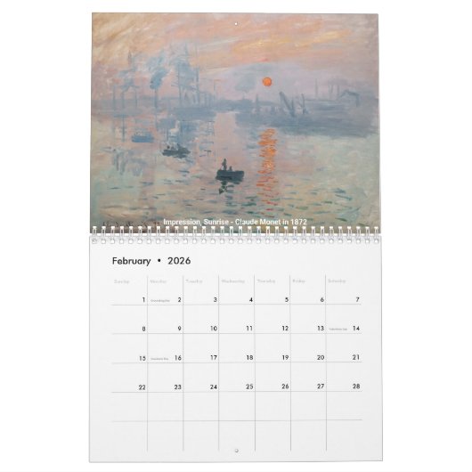 Calendrier Sélection des chefs-d'oeuvre Claude Monet (Feb 2026)