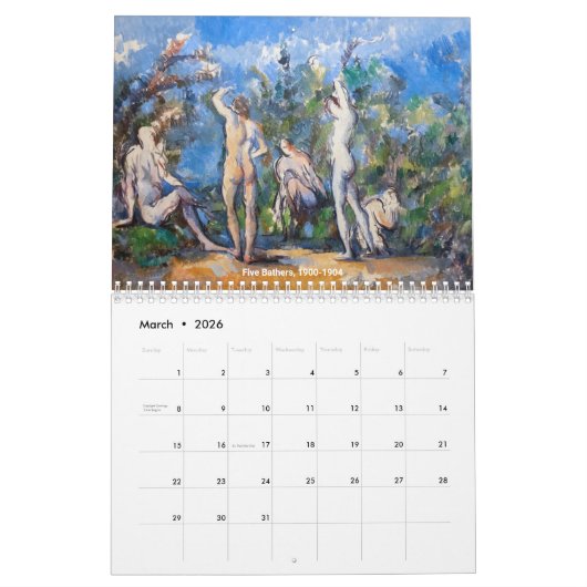 Calendrier Sélection des chefs-d'oeuvre Paul Cezanne (Mar 2026)