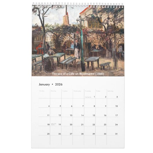 Calendrier Sélection des chefs-d'oeuvre Vincent van Gogh (Jan 2026)