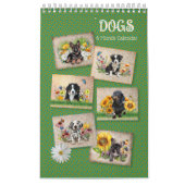 Calendrier semestriel Chiens dans les fleurs (Protection)