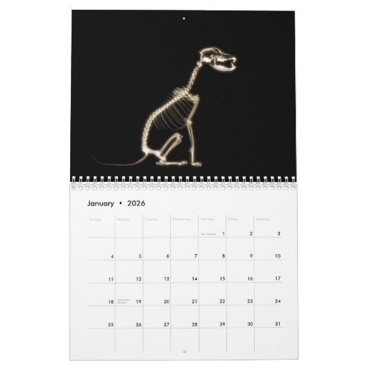 Calendrier Sépia de minuit de noir de balade de squelettes de (Jan 2026)