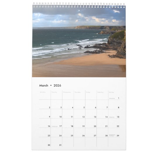 Calendrier Serene Shores 2025 Calendar one-page medium (Mar 2026)