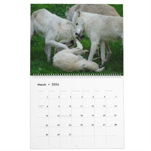 Calendrier Serene Wolves (Mar 2026)
