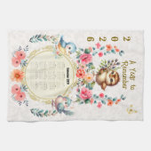 Calendrier Serviette 2026 Mignon Folklorique Fleur (Horizontal)