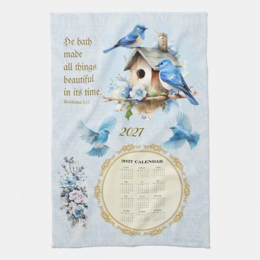Calendrier Serviette 2027 Merles Ecclésiaste 3:11 (Vertical)