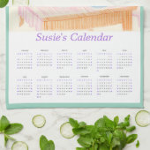 Calendrier Serviette de Cuisine Chat Noir & Thé (Plié)