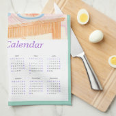 Calendrier Serviette de Cuisine Chat Noir & Thé (Quart Plié)