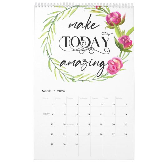 Calendrier Seules pensées positives (Mar 2026)