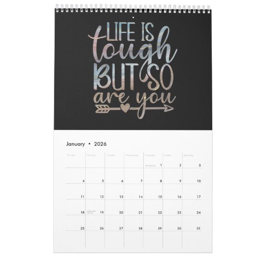 Calendrier Seules pensées positives (Jan 2026)
