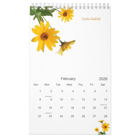 Calendrier Shasta Daisy Botanical Garden Journal (Feb 2026)