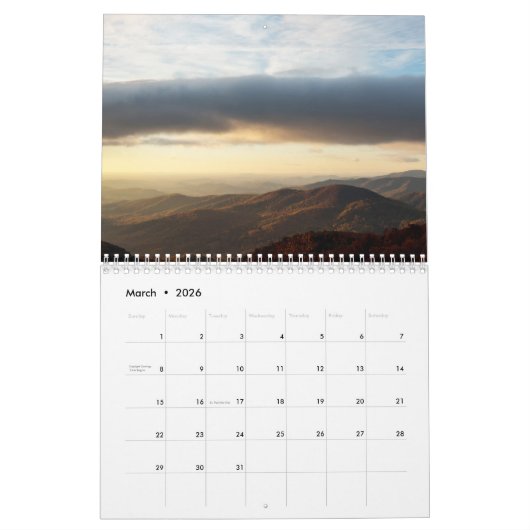 Calendrier Shenandoah (Mar 2026)