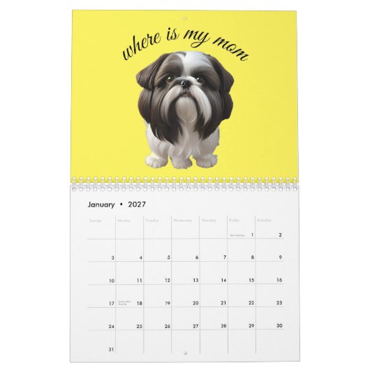 Calendrier Shih Tzu - Où Est Ma Mère (Jan 2027)