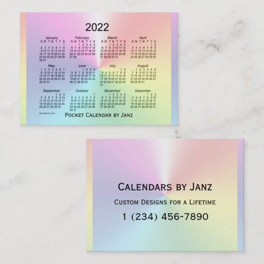Calendrier Shimmer 2022 par Janz Mighty Carte de v (Devant / Derrière)