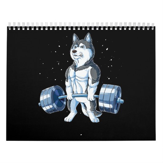 Calendrier Sibérien Husky Haltérophilie Hommes de transport d (Protection)