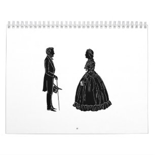Calendrier silhouette d'abraham lincoln et de mary todd linco