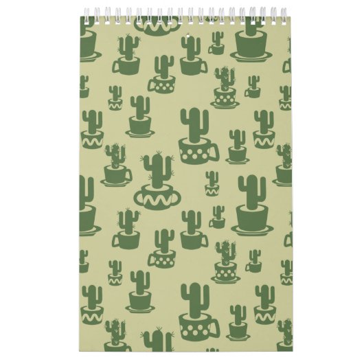 Calendrier Silhouette de cactus succulent en tasses et pots (Protection)