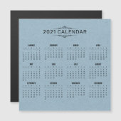 Calendrier simple 2021 sur papier bleu | Carte mag (Devant / Derrière)