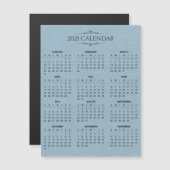 Calendrier simple 2021 sur papier bleu carte magné (Devant / Derrière)