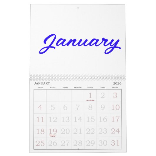 Calendrier simple 2025 Minimaliste (Jan 2026)