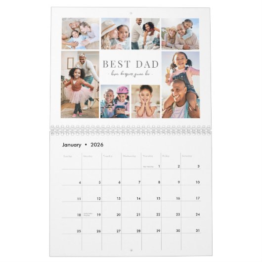 Calendrier Simple Best Dad Photo Collage (Jan 2026)