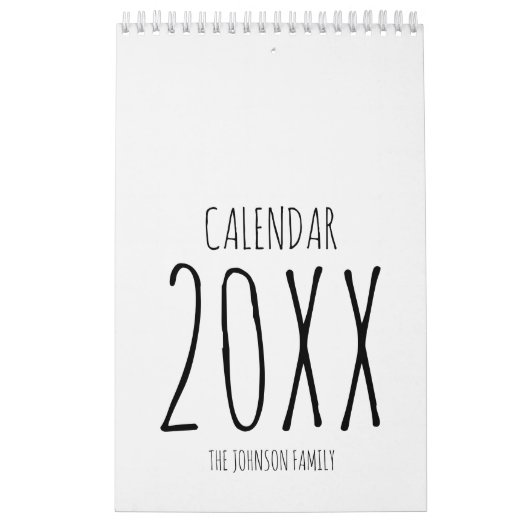 Calendrier Simple Black and White Script Writing 2026 (Protection)