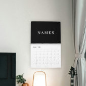 Calendrier Simple Black Custom Ajouter Votre Nom Élégant