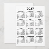 Calendrier simple carte vue annuelle 2027 (Devant / Derrière)