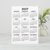 Calendrier simple carte vue annuelle 2027 (Debout devant)