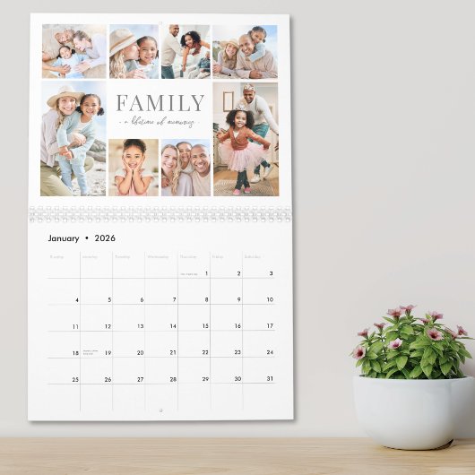Calendrier Simple Collage de Photos de Famille