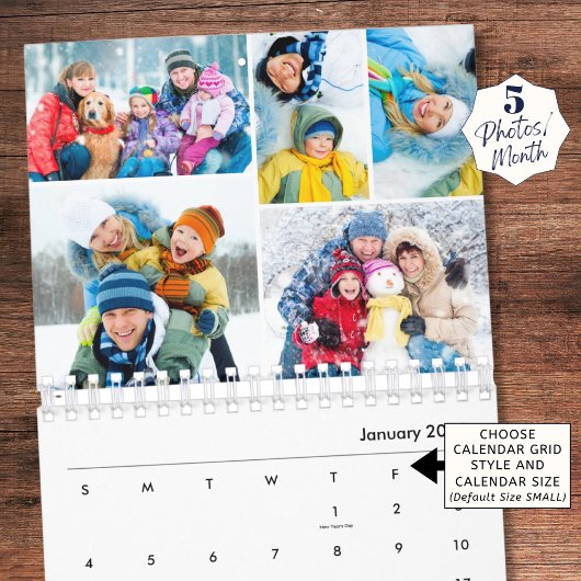 Calendrier Simple Collage Photo 5 par mois
