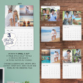 Calendrier Simple Custom Photo Collage 3 Per Month