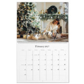 Calendrier Simple Élégant script manuscrit photo de famille (Feb 2027)