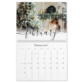 Calendrier Simple Élégant script manuscrit photo de famille (Feb 2027)