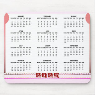 Calendrier simple et mignon 2025 Tapis de souris
