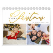 Calendrier Simple Gold Script Joyeux Noël 2 Photo Collage (Protection)