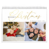 Calendrier Simple Gold Script Joyeux Noël 2 Photo Collage (Protection)
