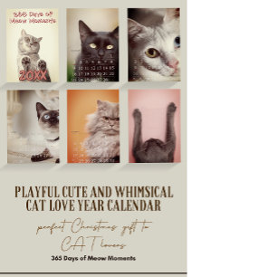 Calendrier Simple Jouer mignon et Whimsical CAT Année d'amour