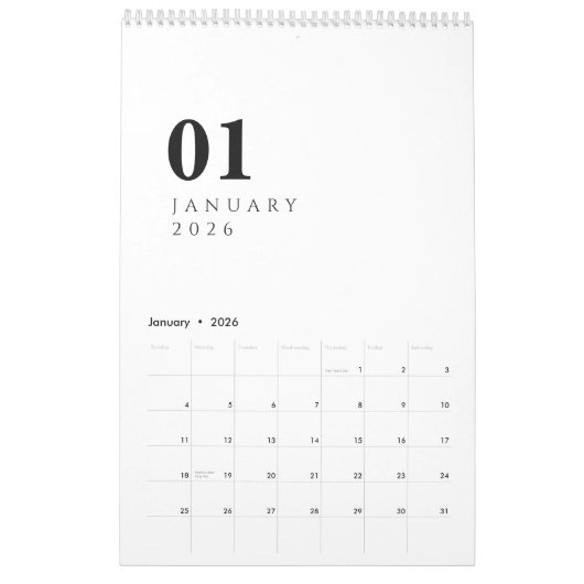 Calendrier Simple Luxury Design (Jan 2026)