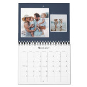Calendrier Simple marine bleu herringbone tweeté famille clas (Mar 2027)