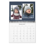 Calendrier Simple marine bleu herringbone tweeté famille clas (Jan 2027)