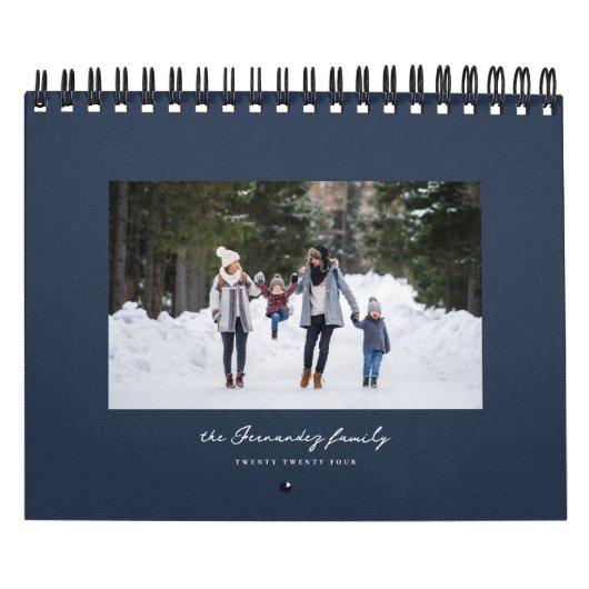 Calendrier Simple marine bleu herringbone tweeté famille clas (Protection)