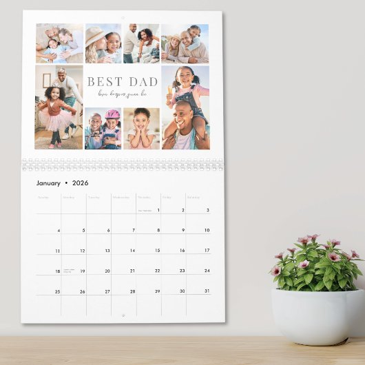 Calendrier Simple Meilleur Papa Collage de Photos