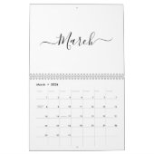Calendrier Simple moderne blanc et noir script mois personnal (Mar 2026)