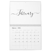 Calendrier Simple moderne blanc et noir script mois personnal (Feb 2026)