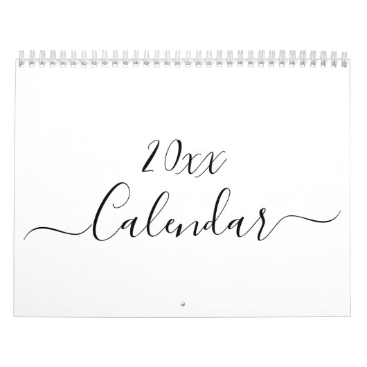 Calendrier Simple moderne blanc et noir script mois personnal (Protection)