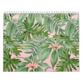 Calendrier Simple moderne Palme rose Tropical Mur Feuille (Protection)