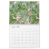 Calendrier Simple moderne Palme rose Tropical Mur Feuille (Jan 2026)